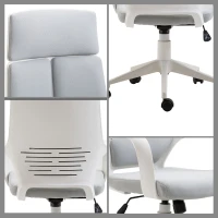 HOMCOM Silla de Oficina Giratoria de Malla con Función Basculante Altura Ajustable y Respaldo Alto 63x63x117-127 cm Gris(m-8)