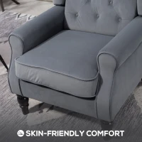 HOMCOM Wingback Accent Chair, Retro Upholstered Button Tufted Occasional Chair for Living Room and Bedroom, Grey(m-6)