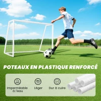 SPORTNOW But de football cage de foot but d'entrainement en PVC - piquets inclus - dim. 180L x 92l x 124H cm blanc(m-5)