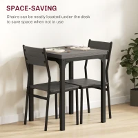 HOMCOM Three-Piece Minimal and Compact Dining Set, Grey Wood Grain(m-4)