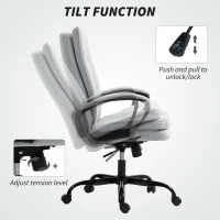 HOMCOM Double Padded Linen-Look Office Chair - Light Grey(m-6)