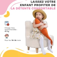 AIYAPLAY Fauteuil enfants canapé pour enfants avec dossier en forme ours, tissu en polaire teddy, 47 x 43 x 53 cm, beige(m-6)