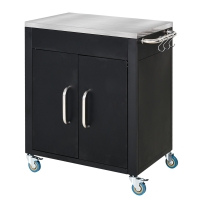 HOMCOM Carrello da Cucina in Acciaio Inox con Armadietto Contenitore e 6 Ganci, 86x50x86.5 cm, Nero