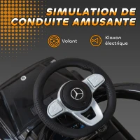 HOMCOM Porteur Enfants Voiture Enfant Multi-équipée 12-36 Mois klaxon Marche-Pieds, Garde-Corps et ombrelle Noir(m-8)
