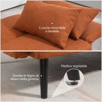 HOMCOM Divano Letto Clic Clac con Braccioli e Schienale Regolabili e 2 Cuscini, 170x83x80 cm, Marrone e color Legno(m-7)