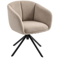 HOMCOM Poltrona Imbottita con Comoda Seduta, Girevole, Rivestimento Morbido, Fino a 120 kg, Marrone Chiaro(m-6)