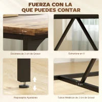 HOMCOM Mesa de Comedor Rectangular para 6-8 Personas Estilo Industrial con Patas de Metal 180x80x75,5 cm Marrón Rústico(m-6)