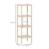 HOMCOM Étagère salle de bain rangement, meuble salle de bain en bambou à 4 niveaux, dim. 33 x 31 x 110 cm, naturel(m-3)