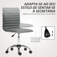 HOMCOM Cadeira de Escritório sem Apoio para os Braços Cadeira de Escritório Giratória com Altura Ajustável 48x52x78-90 cm Cinza(m-4)