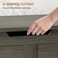 HOMCOM 100L Home Storage Box, with Safety Hinges - Charcoal Grey(m-6)