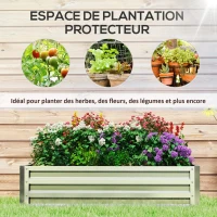 Outsunny Carré potager de jardin rectangulaire tôle d'acier ondulée 120 x 60 x 30,5 cm argent(m-6)