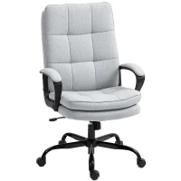HOMCOM Double Padded Linen-Look Office Chair - Light Grey(m-10)
