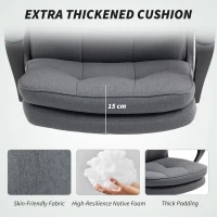 HOMCOM Double Padded Linen-Look Office Chair - Charcoal Grey(m-6)