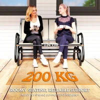 Outsunny 2-Person Outdoor Glider Bench Patio Double Swing Gliding Chair Loveseat w/Power Coated Steel Frame for Garden Patio Porch, Cream(m-7)