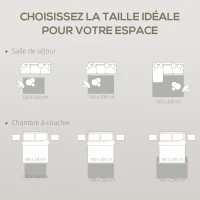 HOMCOM Tapis salon 160 x 120 cm tapis à poils longs, lavable en machine, antidérapant, en fausse fourrure, gris clair(m-6)