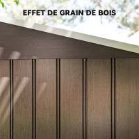 Outsunny Abri de jardin 5,4 m² 2,77 x 1,95 x 1,92 m fondation incluse porte coulissante ventilations tôle acier, marron clair(m-9)