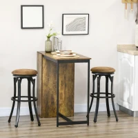 HOMCOM Bar Stools, Set of 2, Microfiber Cloth Breakfast Bar Chairs with Footrest, Vintage Kitchen Stools with Powder-coated Steel Legs for Dining Area and Home Bar, Brown(m-2)