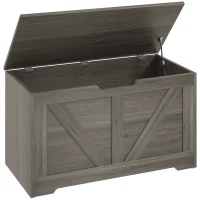 HOMCOM 100L Home Storage Box, with Safety Hinges - Charcoal Grey(m-1)