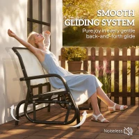 Outsunny 2-Person Outdoor Glider Bench Patio Double Swing Gliding Chair Loveseat w/Power Coated Steel Frame for Garden Patio Porch, Cream(m-4)