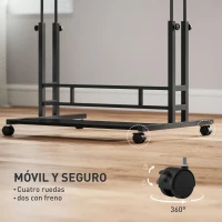 HOMCOM Escritorio Elevable con Ruedas Enchufes Puertos USB Altura Ajustable Panel Central Inclinado y Estante 80x60 cm Negro(m-6)