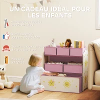 AIYAPLAY Meuble rangement enfant à 3 niveaux, étagère de rangement pour jouets enfants avec 6 boîtes en tissu amovibles, rose(m-6)
