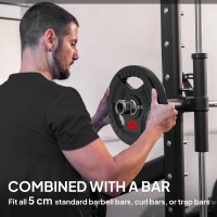 SPORTNOW Olympic Weight Plates, 2"/5cm Weight Disc Pair with Tri-Grips, 2 x 10kg Dumbbell Plates for Weightlifting and Strength Training Home Gym Fitness Workout, Black(m-5)