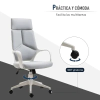HOMCOM Silla de Oficina Giratoria de Malla con Función Basculante Altura Ajustable y Respaldo Alto 63x63x117-127 cm Gris(m-6)