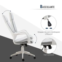 HOMCOM Silla de Oficina Giratoria de Malla con Función Basculante Altura Ajustable y Respaldo Alto 63x63x117-127 cm Gris(m-5)