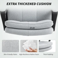 HOMCOM Double Padded Linen-Look Office Chair - Light Grey(m-5)