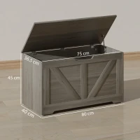 HOMCOM 100L Home Storage Box, with Safety Hinges - Charcoal Grey(m-3)
