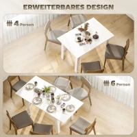 HOMCOM Ausziehbarer Esstisch, 120-160 x 70 cm, verstellbarer Küchentisch für 4-6 Personen, MDF, Hochglanzweiß(m-4)