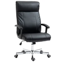 Vinsetto Massage Office Chair, PU Desk Chair with 6 Point Massage, High Back Computer Chair with Metal Legs, Thick Seat, Remote Control and Adjustable Height, Black(m-1)