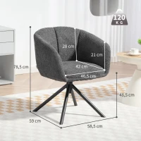 HOMCOM Fauteuil, fauteuil rembourré avec coque de siège confortable, pivotant, revêtement moelleux, jusqu'à 120 kg, Gris foncé(m-3)