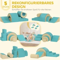 AIYAPLAY 5-teiliges Softbaustein-Set für Babys & Kleinkinder, Schaumstoff, Kunstleder, 5 kreative Formen, Indoor-Set zum Klettern, Krabbeln, Spielen, Grün(m-4)