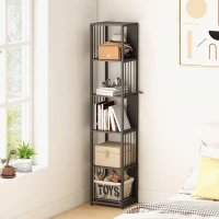 HOMCOM 5-Tier Bookshelf with Steel Frame - Grey(m-7)