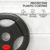 SPORTNOW Olympic Weight Plates, 2"/5cm Weight Disc Pair with Tri-Grips, 2 x 10kg Dumbbell Plates for Weightlifting and Strength Training Home Gym Fitness Workout, Black(m-6)