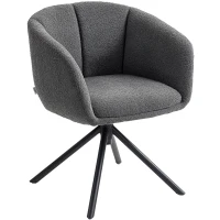 HOMCOM Fauteuil, fauteuil rembourré avec coque de siège confortable, pivotant, revêtement moelleux, jusqu'à 120 kg, Gris foncé(m-7)