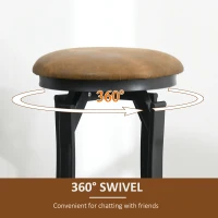 HOMCOM Bar Stools, Set of 2, Microfiber Cloth Breakfast Bar Chairs with Footrest, Vintage Kitchen Stools with Powder-coated Steel Legs for Dining Area and Home Bar, Brown(m-6)