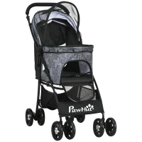 PawHut Foldable Pet Stroller for Dogs, Puppy Stroller, with Large Carriage, Brakes, Canopy - Grey(m-11)