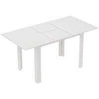 HOMCOM Mesa de Comedor Extensible, 120-160 x 70 cm, Mesa de Cocina Ajustable para 4-6 Personas, MDF, Blanco de Alto Brillo