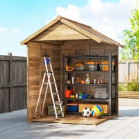 Outsunny Abri de jardin 2,88m² cabane à outils extérieur en bois toit étanche avec fenêtre transparente, plancher inclus(m-8)