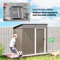 Outsunny Abrigo de Jardim 1,9m² 195x122x182 cm com Base Reforçada (Chão NÃO Incluído) Porta Corredera Janelas Abrigo de Ferramentas Marrom Claro(m-4)
