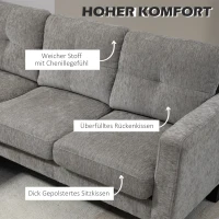 HOMCOM Ecksofa, Eck-Couch mit umkehrbarer Chaiselongue, Sofa in L-Form, Bezug in Leinenoptik, 186 x 130 x 84 cm, Braun(m-4)