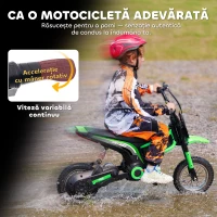 HOMCOM Motocicletă Electrică pentru Copii 8-12 Ani cu Accelerație Manuală și 2 Viteze, 119x64x76,5 cm, Verde(m-4)