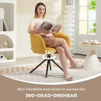 HOMCOM Sessel, Polsterstuhl mit bequemer Sitzschale, drehbar, kuscheliger Bezug, bis 120 kg, Gelb(m-4)