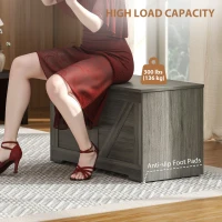 HOMCOM 100L Home Storage Box, with Safety Hinges - Charcoal Grey(m-7)