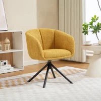 HOMCOM Poltrona con comoda seduta, girevole, rivestimento in tessuto effetto lino, fino a 120 kg, Giallo(m-2)