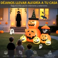 Outsunny Calabaza Inflable de Halloween con Gato de 6 Pies con Luces LED IP44 e Inflador para Fiestas 160x100x180 cm Naranja(m-4)