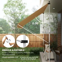 Outsunny Toldo Manual Retráctil 300x150x170-280 cm con Altura Ajustable Manivela y Protección Solar para Terraza Naranja(m-6)