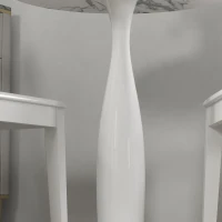 HOMCOM Tavolo da pranzo rotondo in acciaio verniciato a polvere, in MDF con melamina, con piedini antiscivolo, 70 x 74 cm, Bianco(m-4)